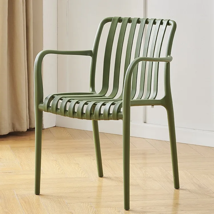 

Modern Nordic Style Plastic Dining Chair with Thickened Backrest and Armrests Light Luxury Outdoor Garden Chair Stacking Chair