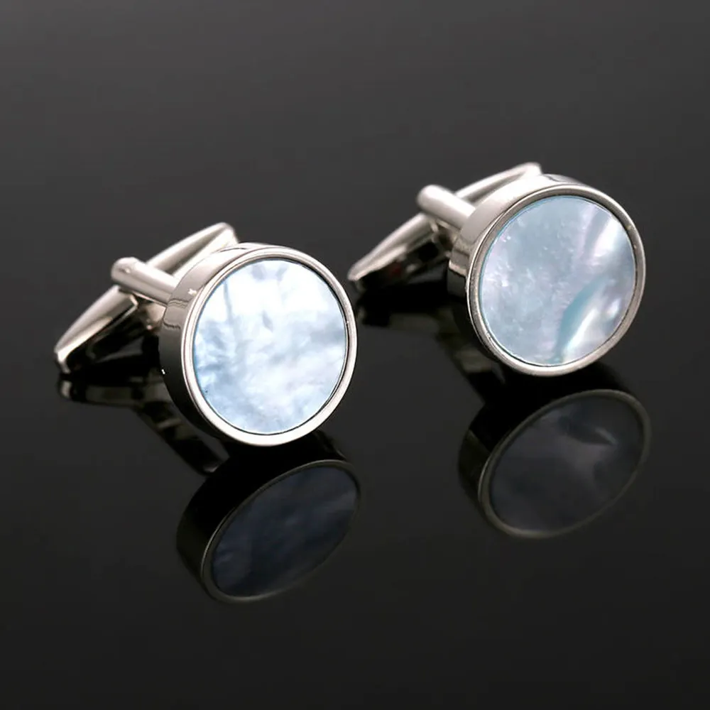 VAGULA Excellent Quality Cufflinks Luxury Suit Shirt Gemelos Button Blue Sea Shell Mother Pearl Cuff links 257