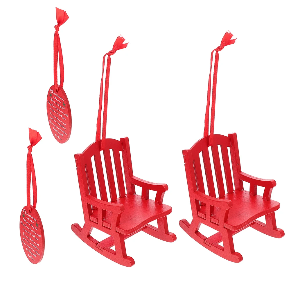 

2Pcs Mini Rocking Chair naments Wooden Home Decor Xmas Tree Hanging Prop Adornment Festival Craft Christmas DIY Holiday Pendant