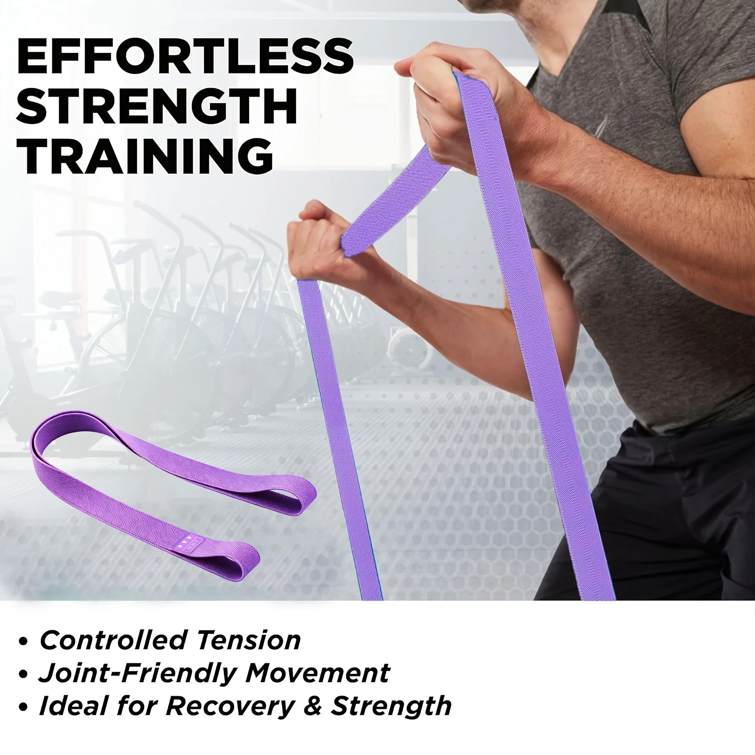 High-Elasticity Long-Length Knit Resistance Band for Home Gym - Anti-Slip, Durable, Fitness Training Aid for Yoga Stretches, Pul