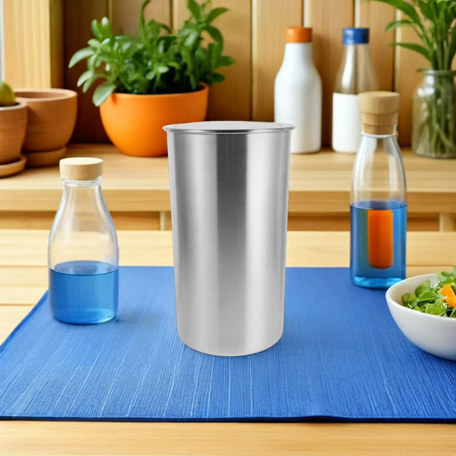 

5.5L Round Stainless Steel Built-in Countertop Trash Can Swing Lid Recessed Embedded Garbage Bin for Kitchen Bathroom Cabinet