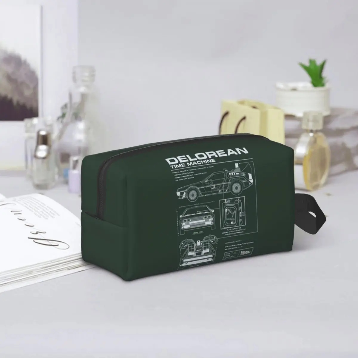 DeLorean Time Machine Back To The Future Makeup Bag Cosmetic Organizer Storage Dopp Kit Toiletry Cosmetic Bag for Women Beauty