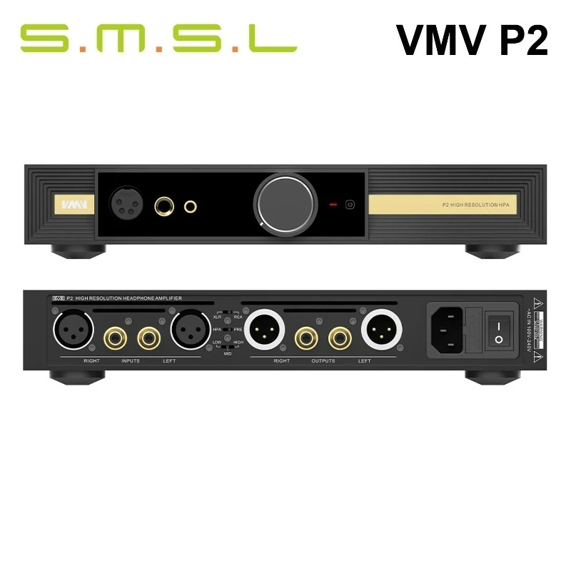 SMSL VMV P2 Headphone Amplifier Fully Balanced High Power Output 16Ω/12W & 32Ω/6W, Dual PU30212, Balanced & Unbalanced Input