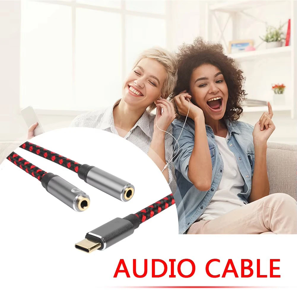 Type-C to Aux Jack Adapter Cable Headphone Microphone Converter USB C To 3.5mm Splitter Audio Cord for Mobile Phone Tablet