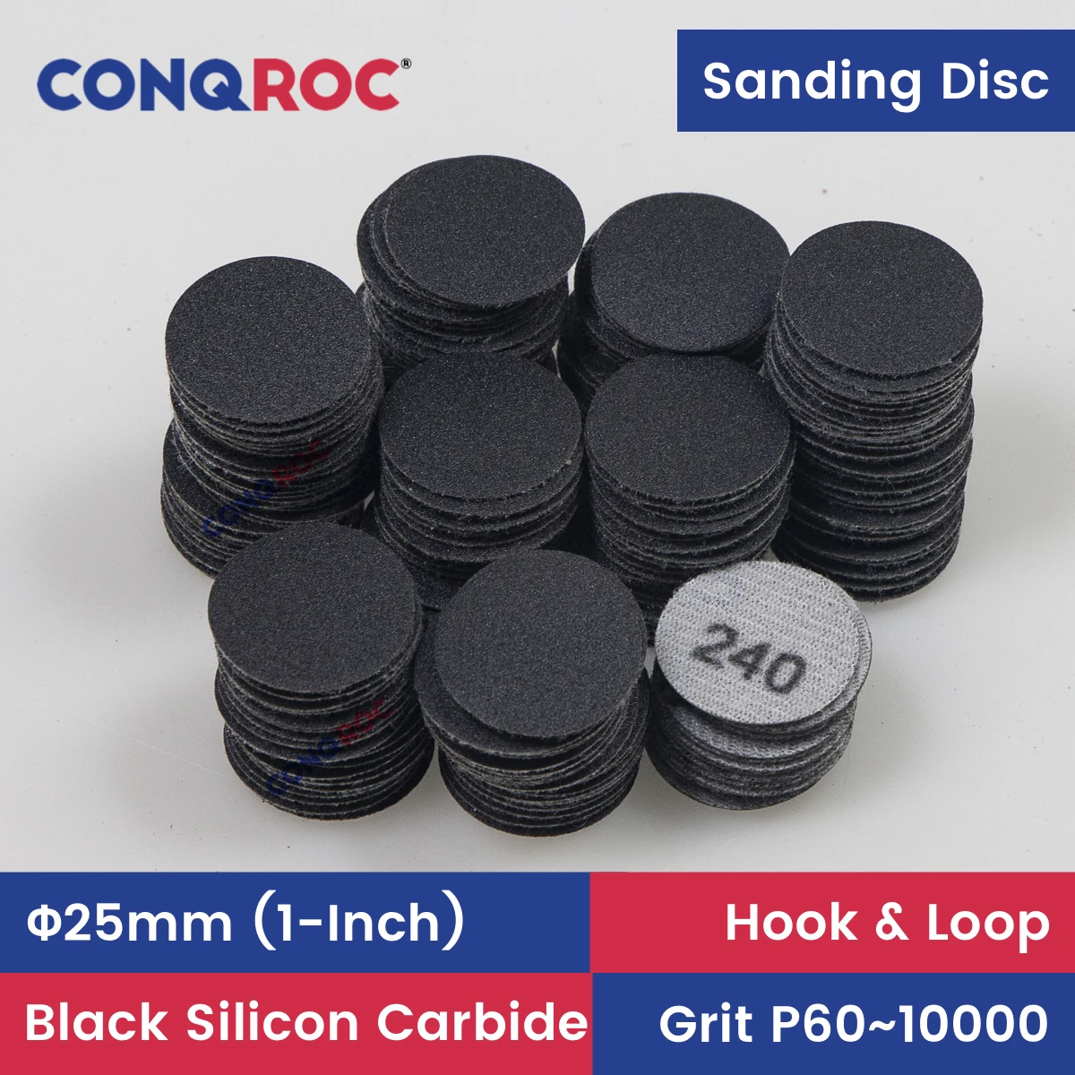 25mm(1-Inch) Sanding Discs Silicon Carbide Waterproof Wet and Dry Abrasive Papers Hook & Loop Grit P60~5000