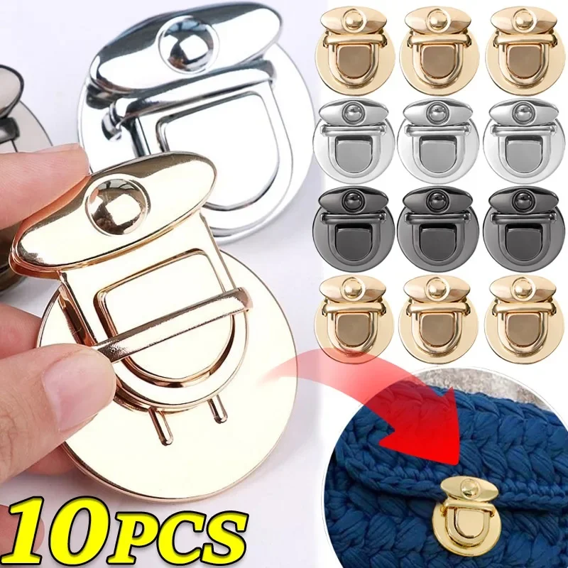 5/10sets DIY Metal Bag Buckle Handbag Lock Catch Briefcase Snap Clasp Wallet Iron Button Easy Installation Bag Parts Accessories