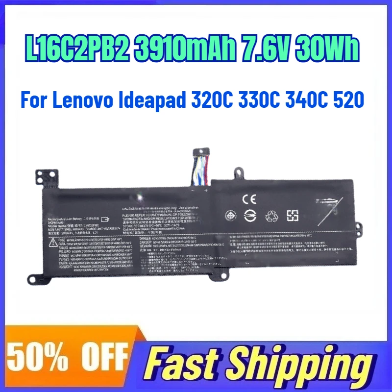 

L16C2PB2 3910mAh 7.6V 30Wh Laptop Battery for Lenovo Ideapad 320C 330C 340C 520 Replace Rechargeable Battery