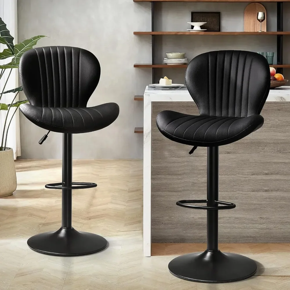 Bar Stools Set of 2,Adjustable Swivel Counter Height Bar Stools with Back & Footrest,Modern Design Bar Chairs