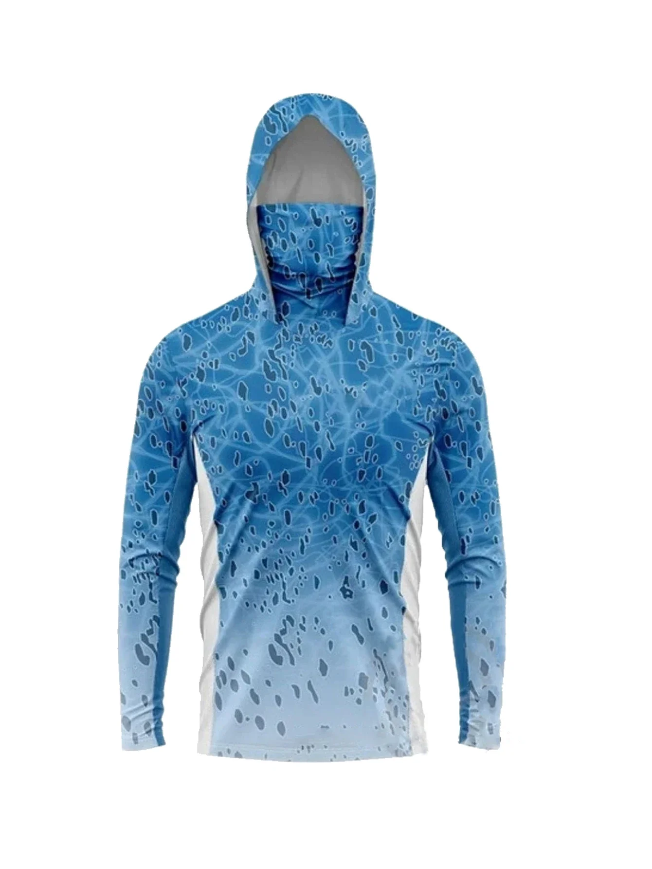 Men Long Sleeve Fishing Hoodie Mask Anti-UV Sun Protection Clothes Fish Shirt Hunting Fish Jersey UPF 50+