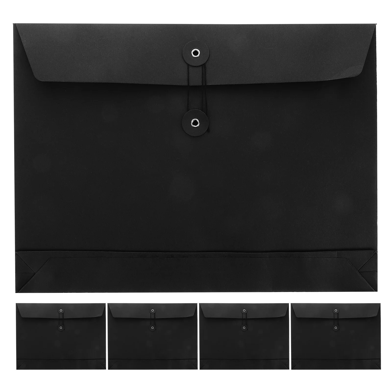 5pcs A4 Black Card Envelopes Sturdy Paper Large Capacity Document Organizer Filing Envelopes Business Use