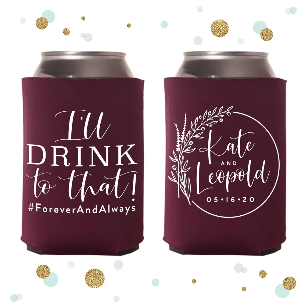 Regular & Slim Can Cooler Wedding Package #141RS - I'll Drink To That - Custom - Wedding Favor Package, Wedding Favors, Beer Can