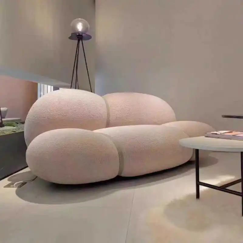 

celebrity baguette lamb wool small apartment living room balcony bedroom wabi sandy wind straight row sofa