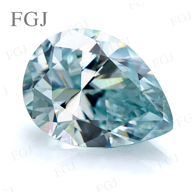 

New Promotion Moissanite Diamond Pear Cut Lab Grown Gemstone Aqua Blue with GRA Loose Beads Charms Making Engagement Hot Sale
