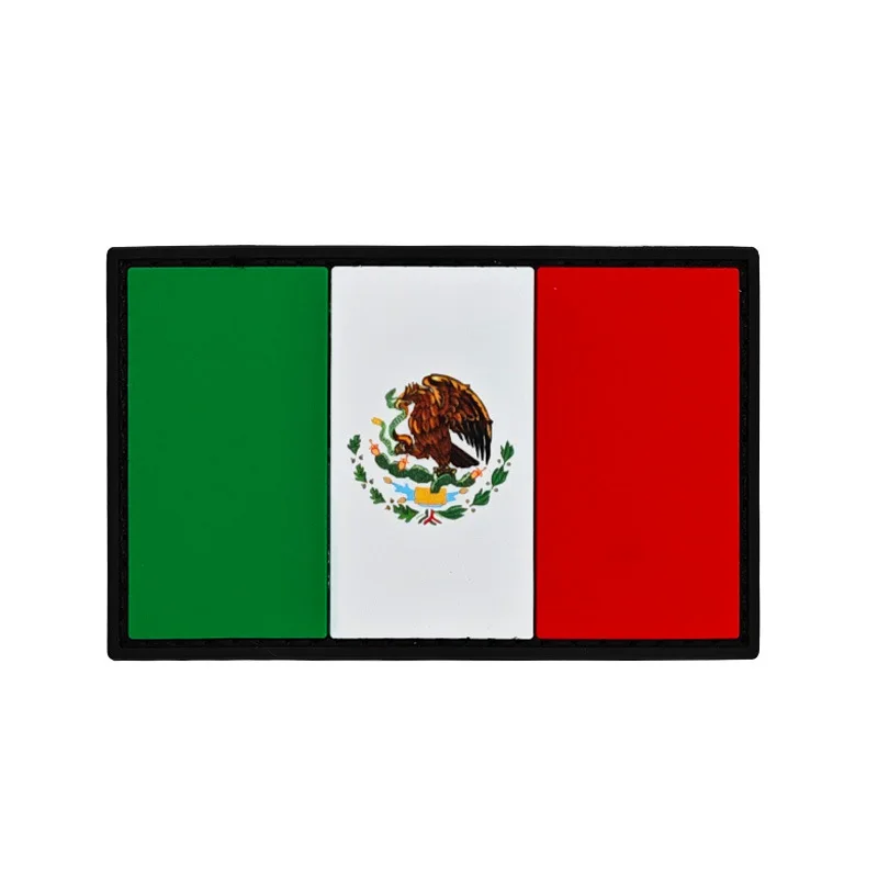 Mexico Flag Embroidered Hook and Loop Flag PVC Patches Mexico Hat and Bags Badges Outsourced Clothes Stickers Backpack Appliques
