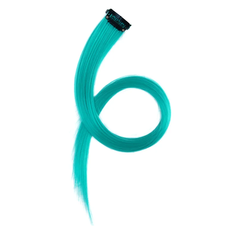 -ABJZ قوس قزح تسليط الضوء على الشعر التمديد دبوس الشعر طويل مستقيم مشبك شعر قابل للتشذيب لفتاة الشعر كاذبة 3.2X55cm