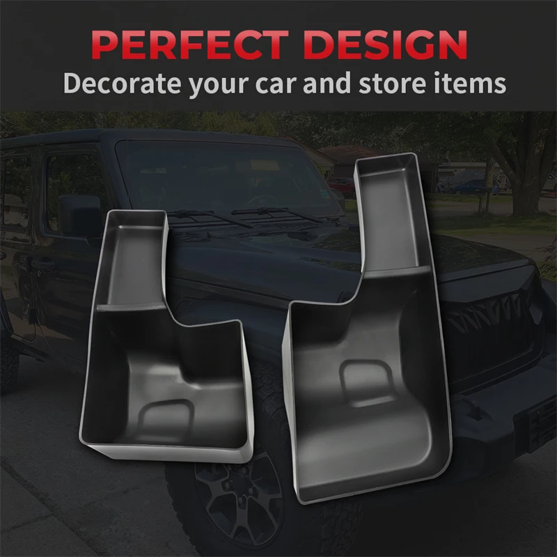 Car Trunk Side Storage Box Interior Cargo Tray For Jeep Wrangler JL Sahara Rubicon 2018 2019 2022 2021 Stowing Tidying Organizer