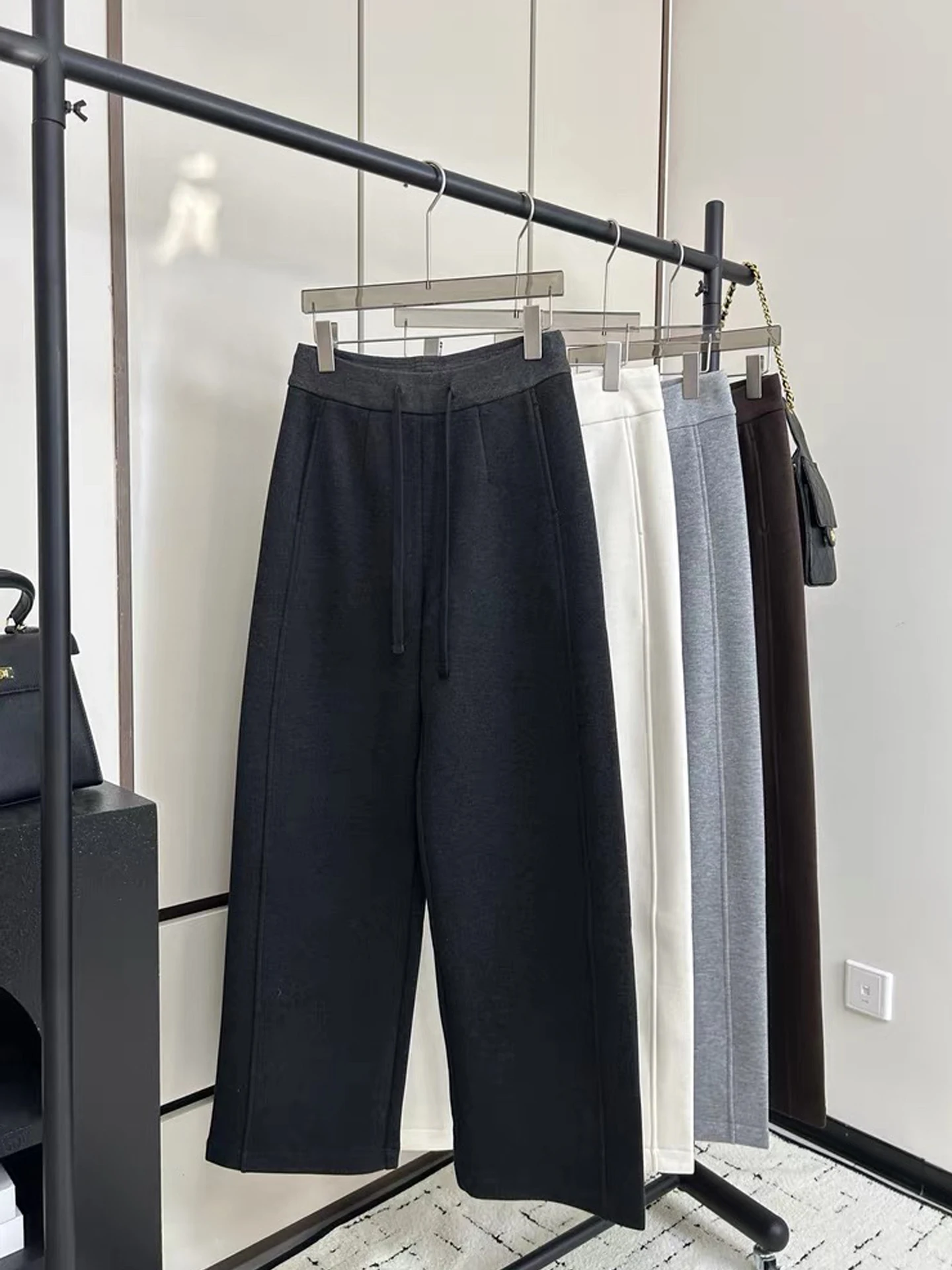 

High Waist Straight Leg Thermal Pants Fleece Lined Casual Trousers Warm Versatile Women's Premium Quality Winter Fashion