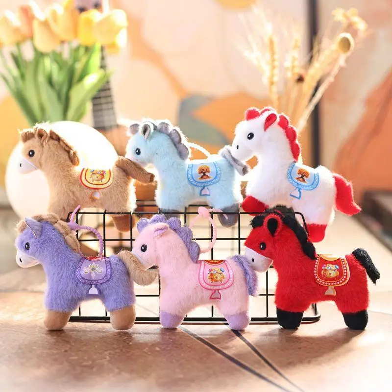

[JT]1Pc Cute Pony Bag Key Decorative Pendant 2026 New Year Of The Horse Mascot Plush Stuffed Toy Keychain Birthday Gift