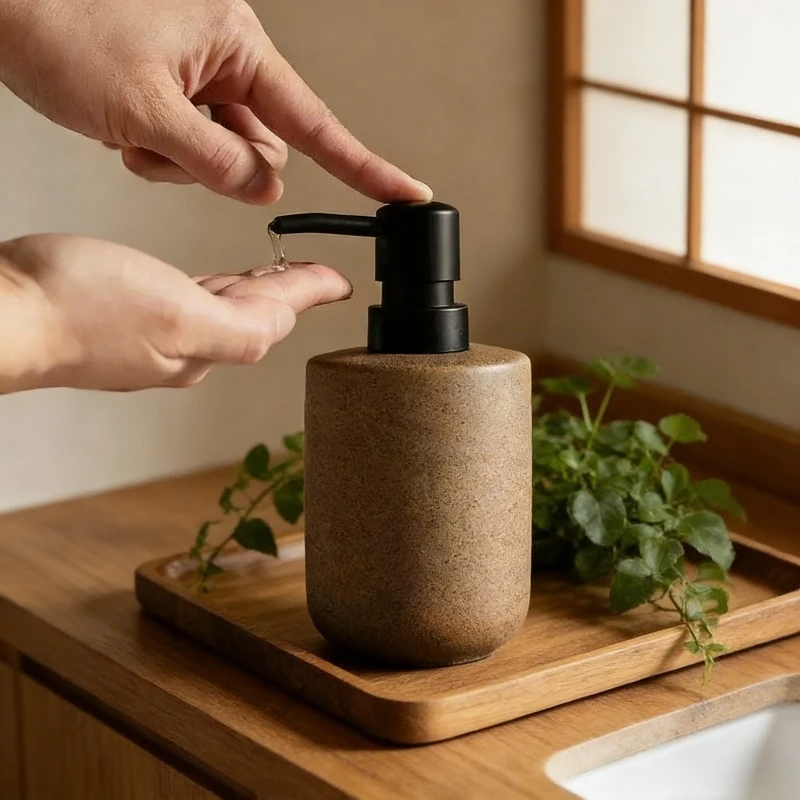 

Ceramic Pump Bottles Refillable Dispensers for Lotion Shampoo Ideal for Hotel Homestay and Home Bathroom