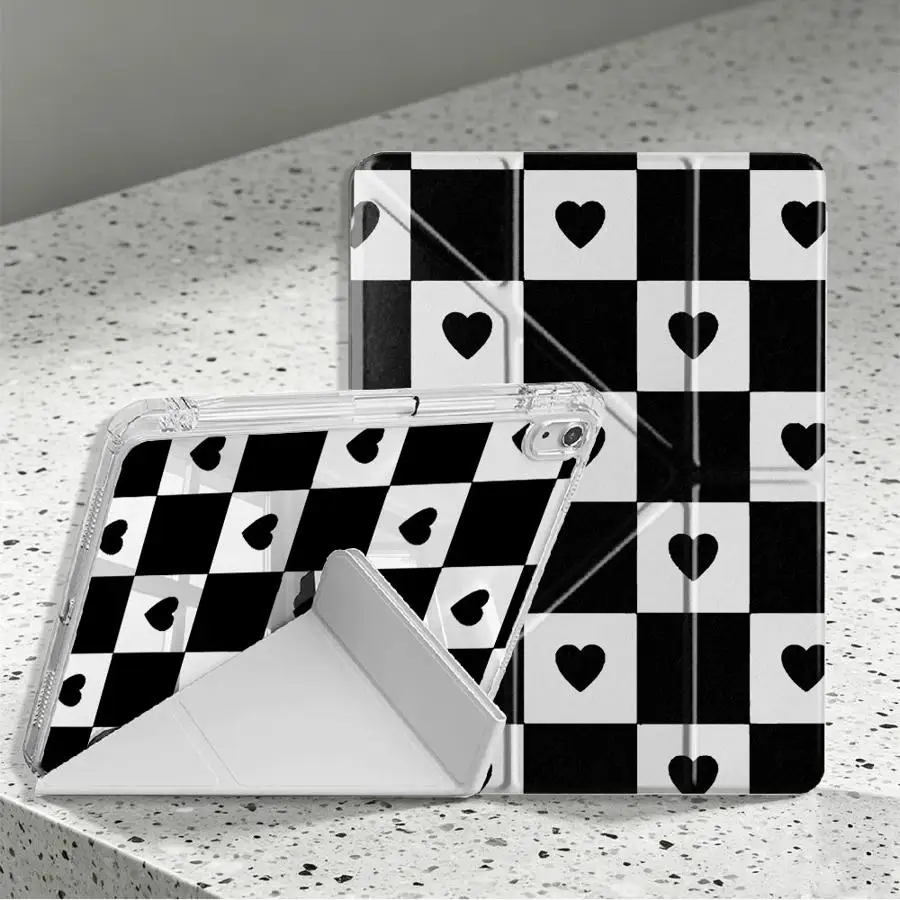 Tablet Case For Samsung Galaxy Tab A11 S8 A8 S9 Plus S10 Lite A9 Plus S7 FE With Pen Slot Cover Hearts And Squares