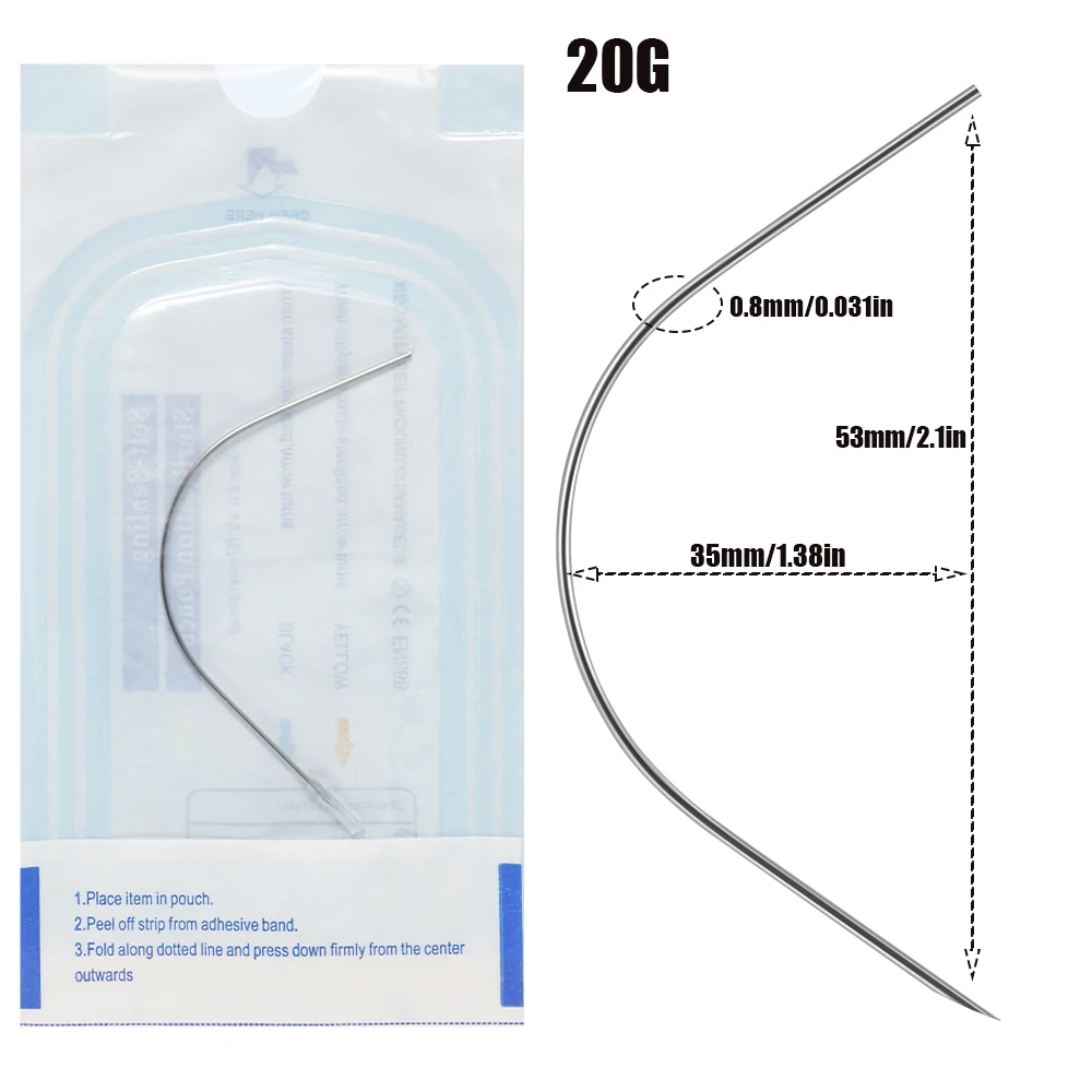 Curved Needle with Disposable Sterile Package for Piercing
