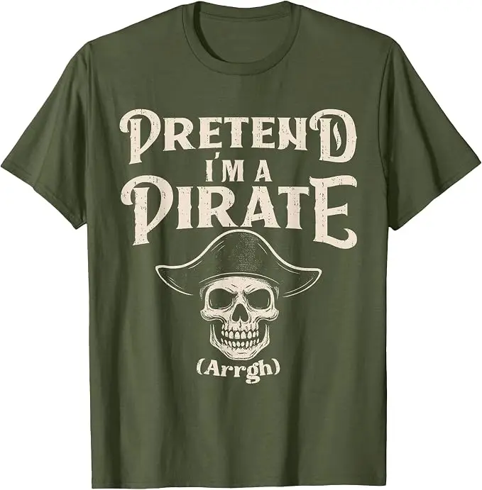 Stell dir vor, ich bin ein Piratenkostüm Lustiges Halloween-Buccaneers-Meme-T-Shirt Y2k-Humor Halloween-Kostümparty Piraten-Sprüher-T-Shirt Neuheit – Detail 7