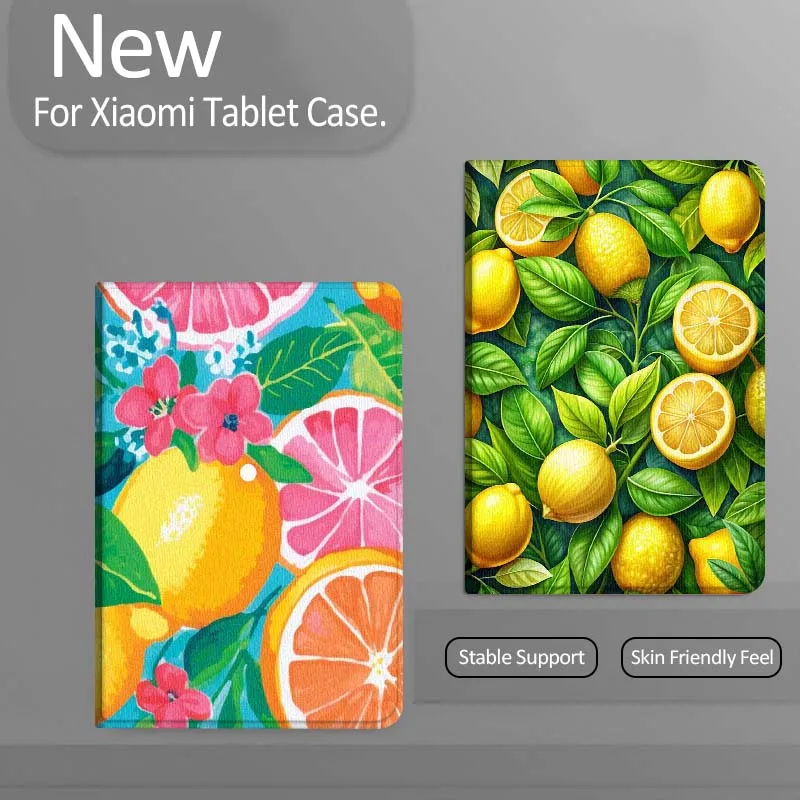 

Fresh Lemon Leaf Pattern Tablet Case For Xiaomi Redmi Mini Pad SE K 2 4 5 6 7 8 2023 2025 11 8.8 11.2 10.1 Pro Gift