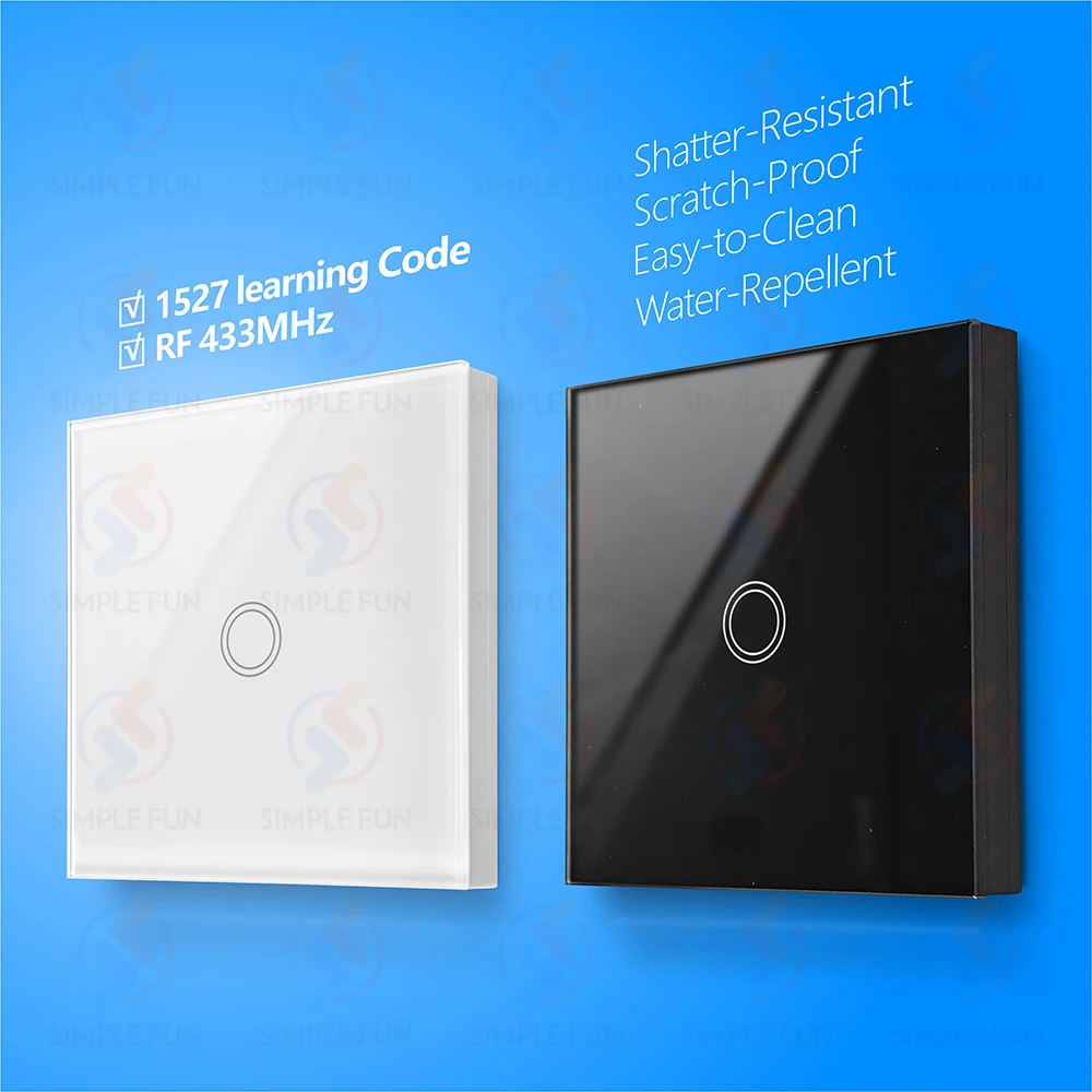 86-Typ Wireless Touch Panel Schalter Drahtlose Licht Schalter 110V 220V 230V 10A Mini RF433mhz relais Modul/Unterbrecher für Beleuchtung – Detail 4