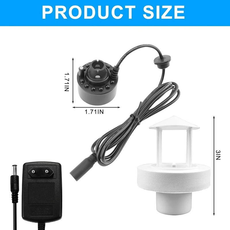 Ultrasonic Nebulizer Mist Maker com Splash Guard Removível, 12 LED Fog Machine, Plástico, Plug UE