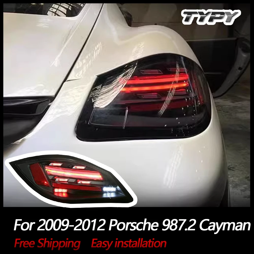 

Car Lights Premium OLED Tube Full LED Tail Light Lamp For 2009-2012 Porsche 987.2 Boxster Cayman-Matte Black Housing