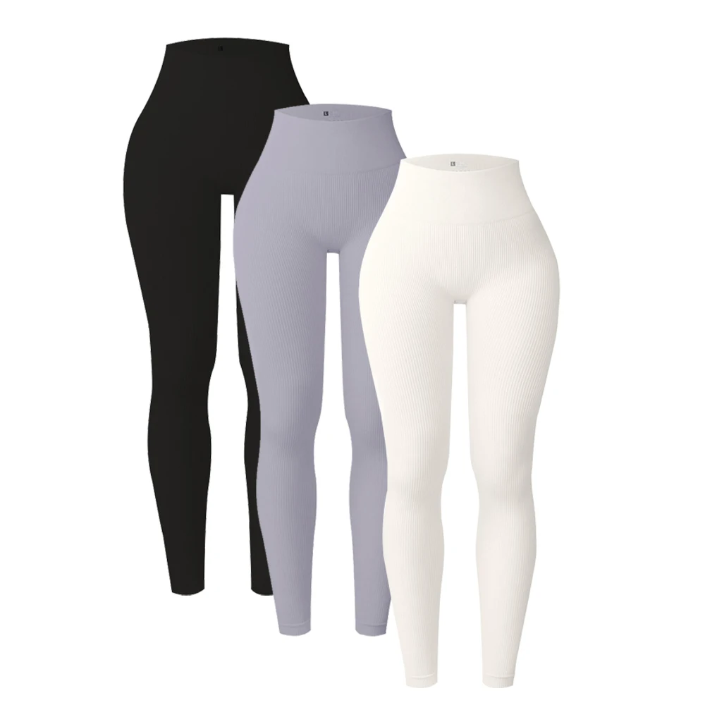 3 قطعة سلس اليوغا السراويل مجموعة المرأة رياضية متعدد الألوان بسط عالية الخصر طماق اللياقة البدنية الجري السراويل الصالة الرياضية Casualpants