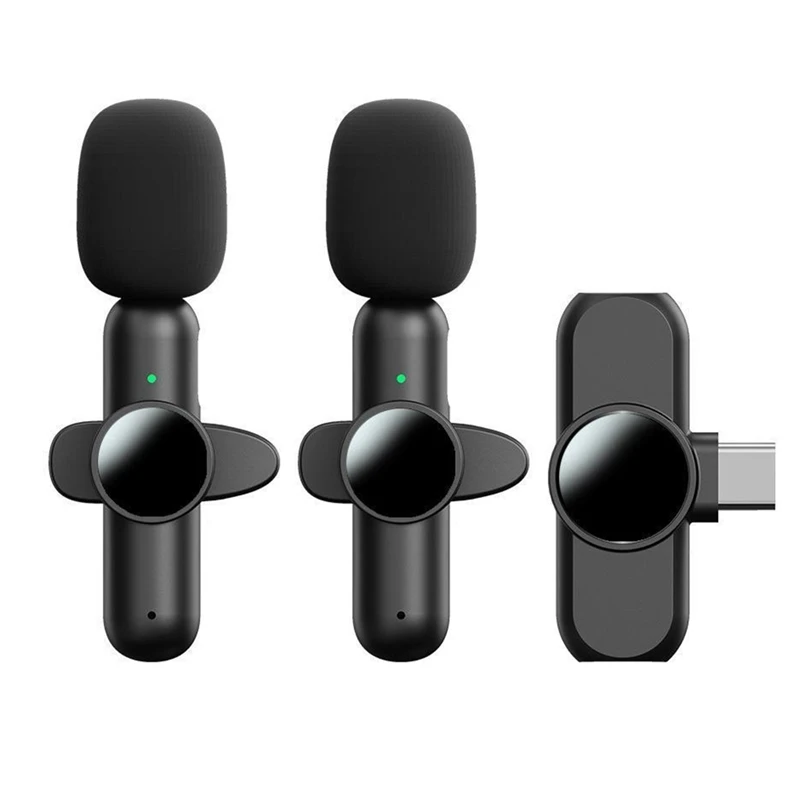 ไมโครโฟนไร้สายแบบหนีบเสื้อ Plug And Play ลดเสียงรบกวนการซิงค์อัตโนมัติไมโครโฟนปกสตรีมสด,Vloggers,สัมภาษณ์