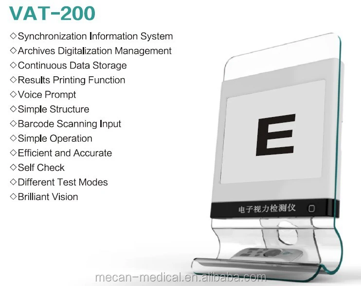 MCE-VAT-200 LCD Vision Chart for Color Blindness Test, Contrast Visual Acuity