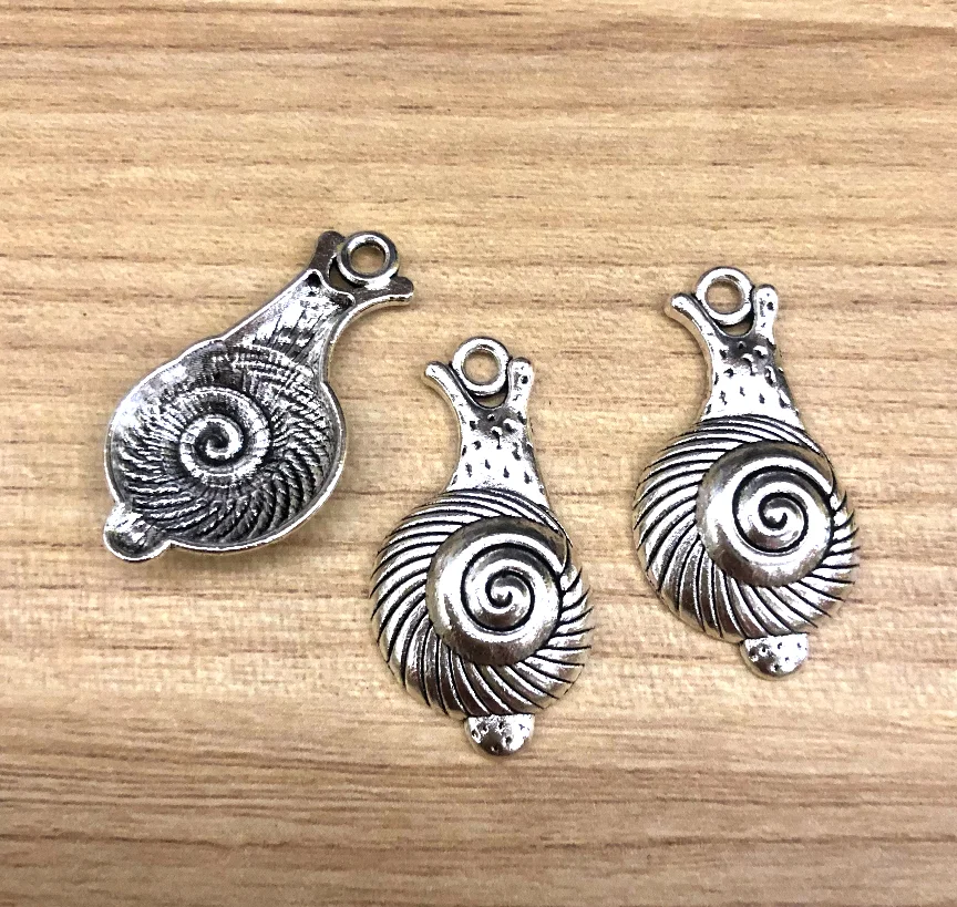 15pcs   32*17mm    Alloy matel tibetan silver snail design pendants for handmade DIY accessories     HW2658