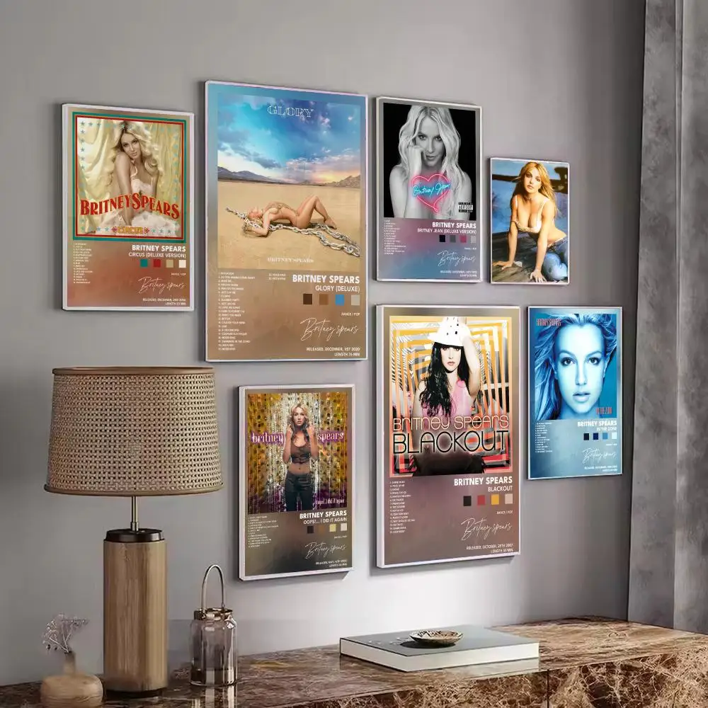 Music Album B-Britney S-Spears Poster Decorative Stickers Wall Art Mural Photo Design for Home Living Room Hallway Decoration