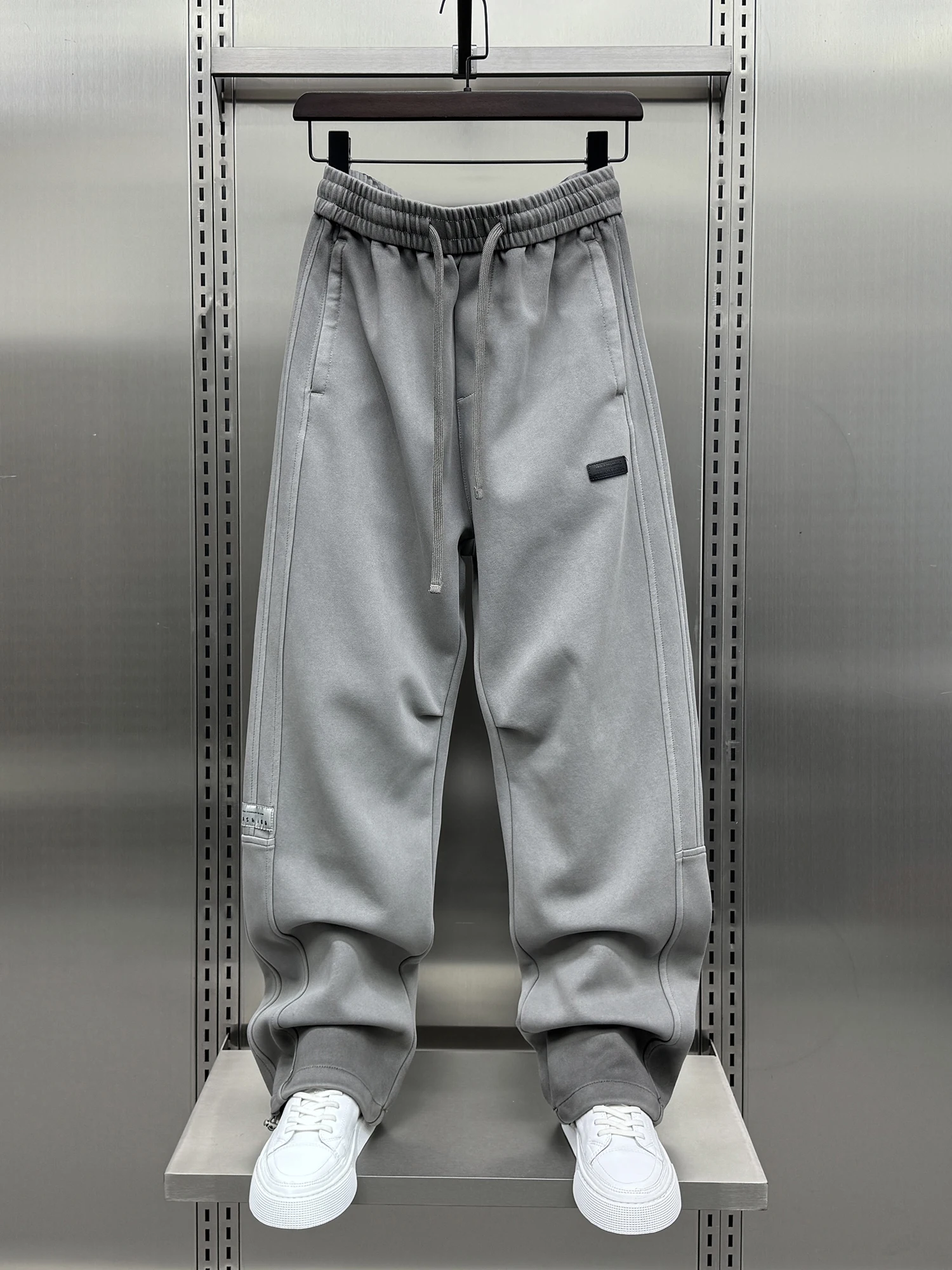

Spring 2025 Men's adient Color Straight Leg Casual Pants Loose Knitted Drapey American Sle Versatile Sweatpants