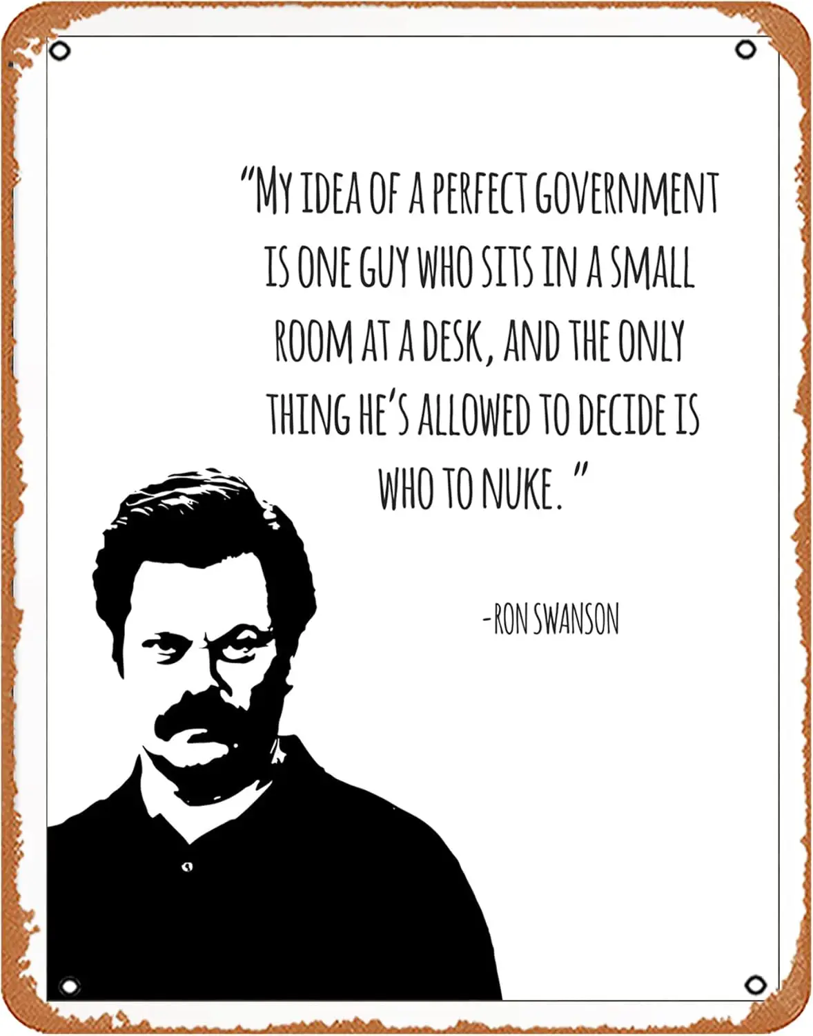 Metal Art Vintage Parks And Recreation Ron Swanson Quote Poster Parks And Recreation Quote,Office Decor Funny Garage Man Cave Wa