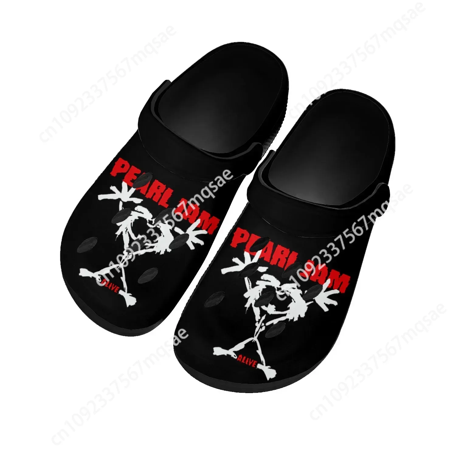 Pearl Jam Rock Band Pop Home Clogs Custom Water Shoes Mens Womens Teenager Shoe Garden Clog Breathable Beach Hole Slippers Black