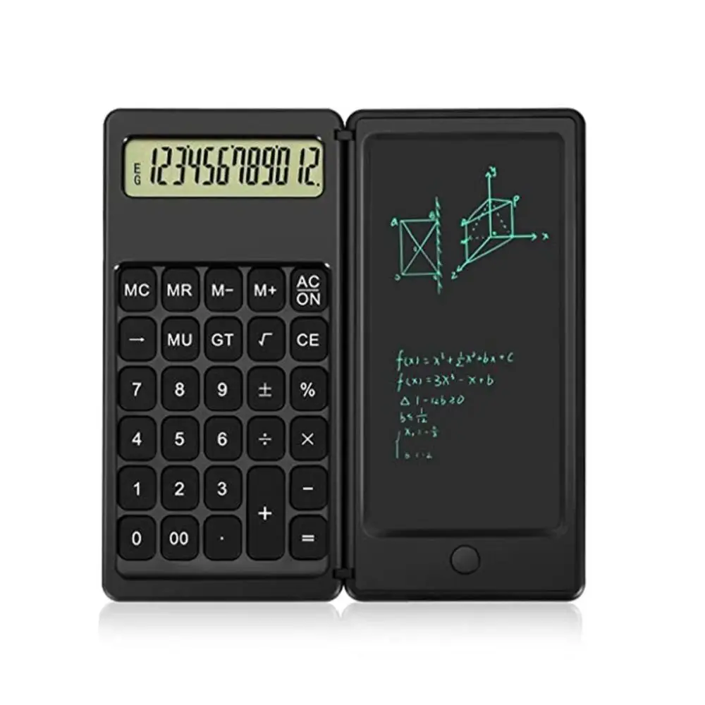 Foldable Standard Function Calculator Writing Pad with LCD Notepad Math Calculator 12-Digit With Stylus Digital Drawing Pad