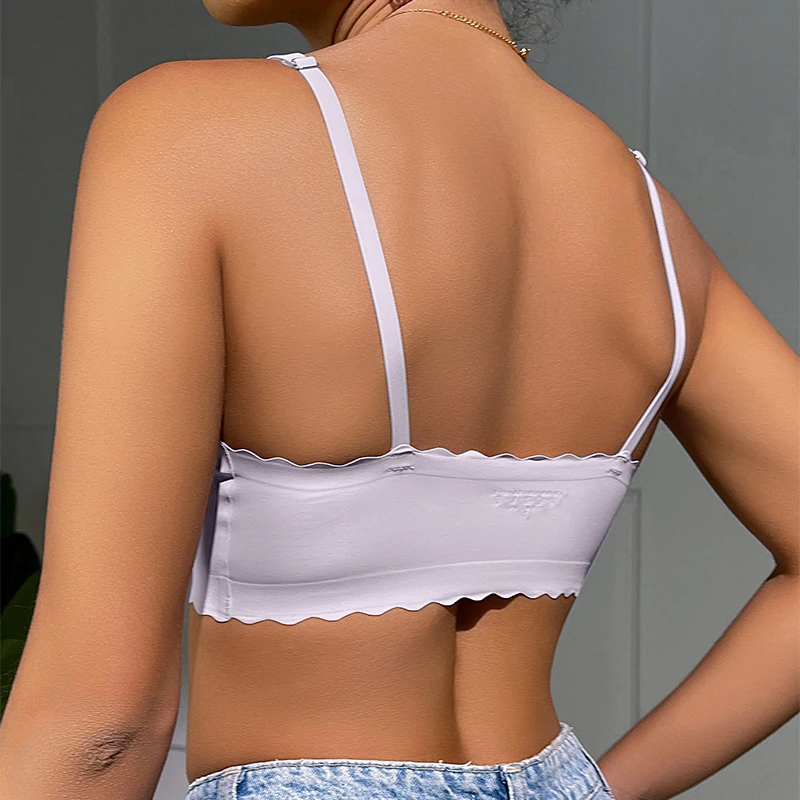 Hot Sale 9 Colors Comfy Bra WireFree Padded Wavy Edge Korea Laser Cutting Invisible Yoga Wear Ladies Bra Seamless Women Bra