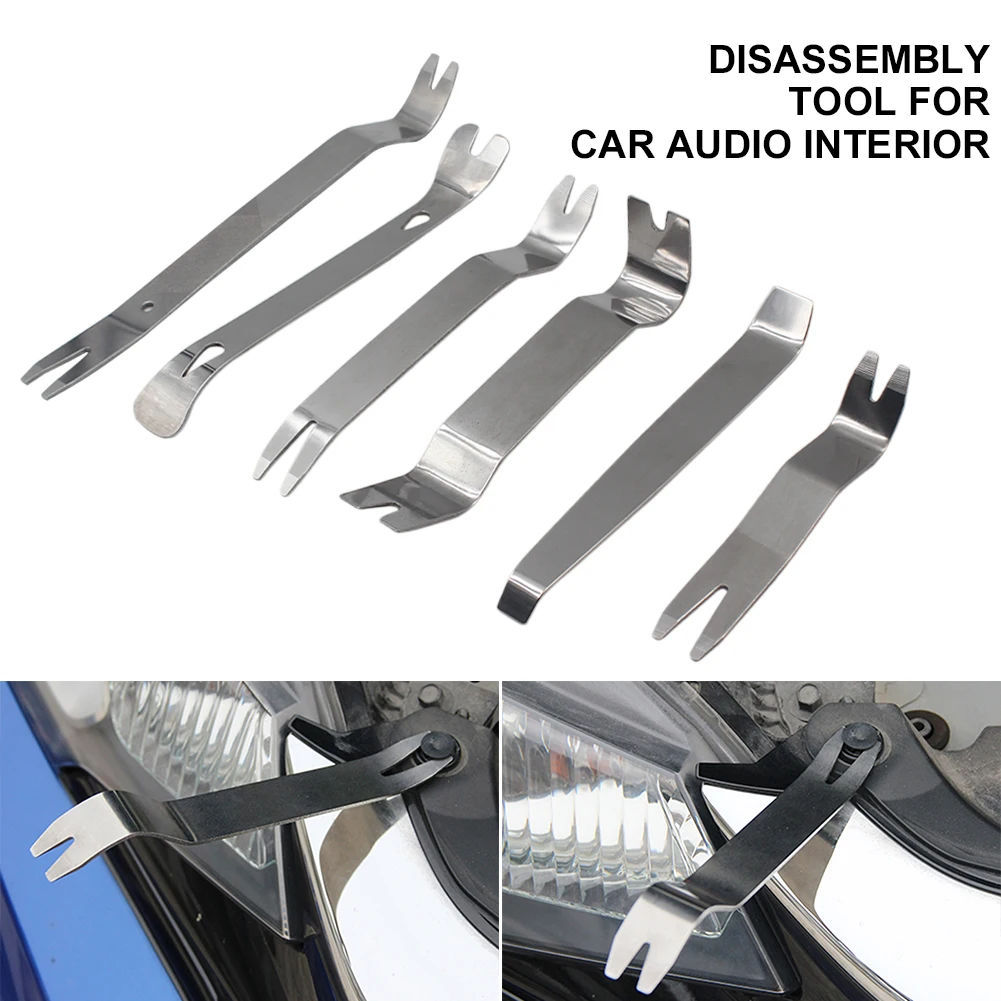 6pcs/Set Interior Tool Kit Pry Door Clip Radio Panel Car Removal Tool Plastic Trim Audio Dashboard Disassembly Essential tools