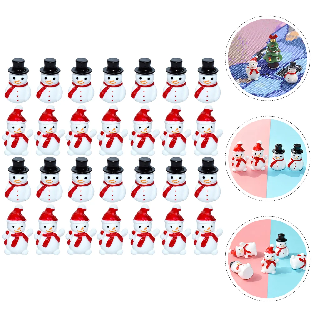 40 Pcs Mini Dollhouse Snowman Statue Micro Landscape Ornaments Play Toys (black Hat + Red Hat) 40pcs Resin Colorful Figurine