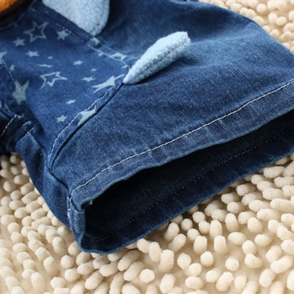 Jumpsuits Cartoon Print Denim Overalls Lightweight Denim Short Denim Shorts Denim Fabric Casual Children Denim Dungarees Summer