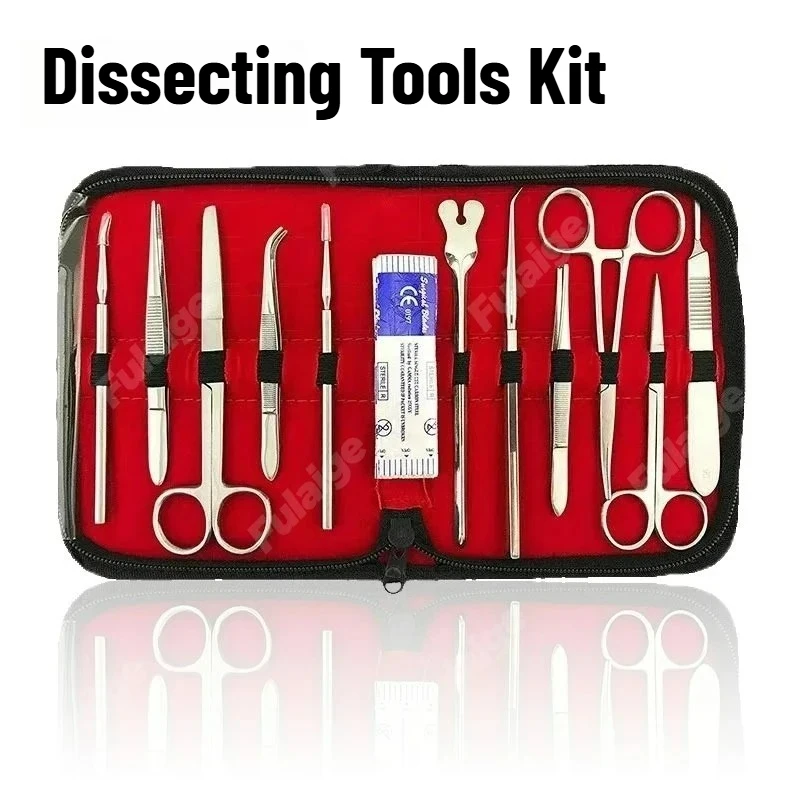 Dental Stainless Steel Dissection Kit Medical Students Suture Practice Dissection Kit with Blades Scissors Tweezers