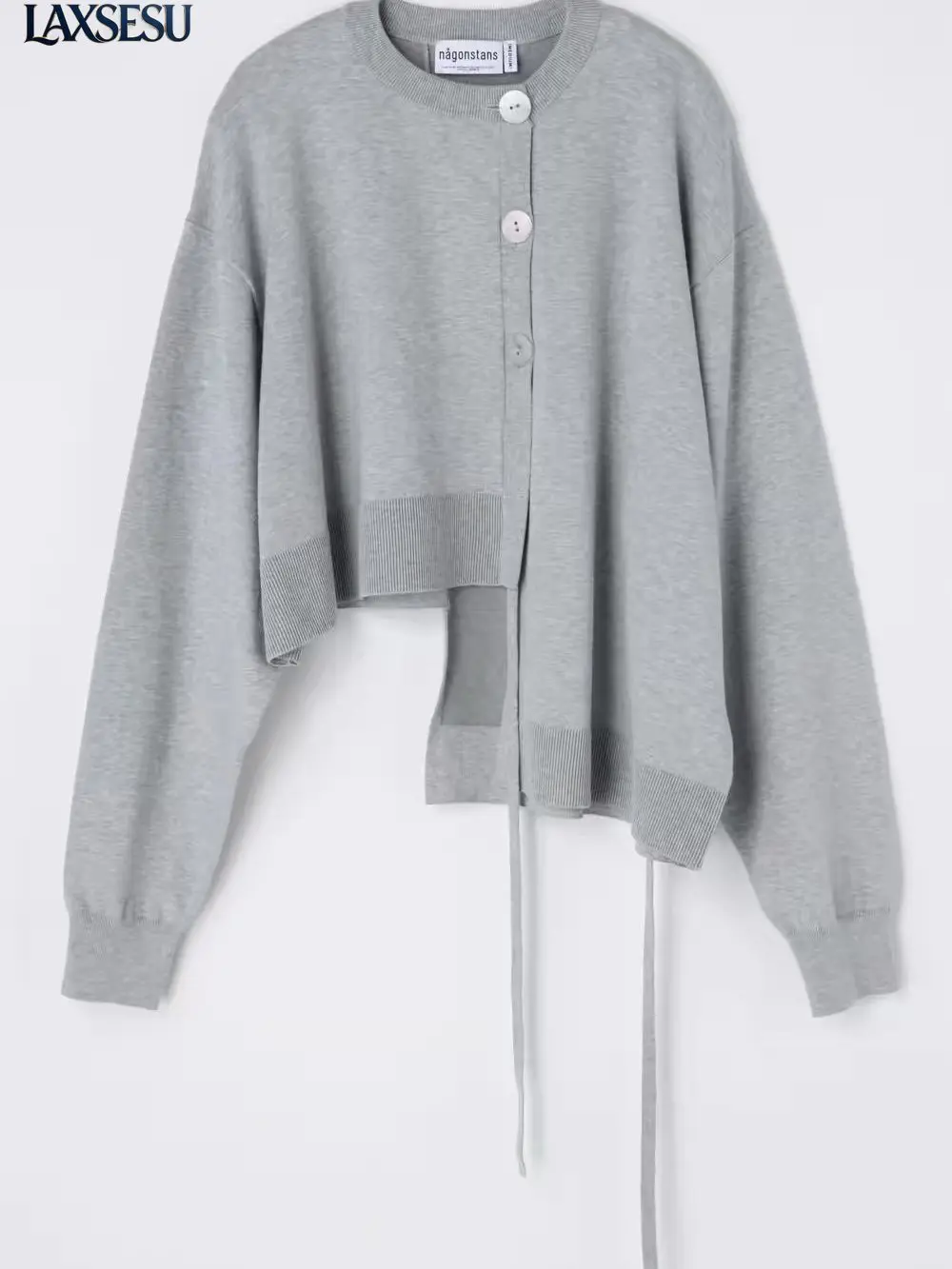 Japanese Autumn New Irregular Knitted Cardigan Women's Autumn Knitting Coat Drawstring Tie Casual Versatile Short Cardigans