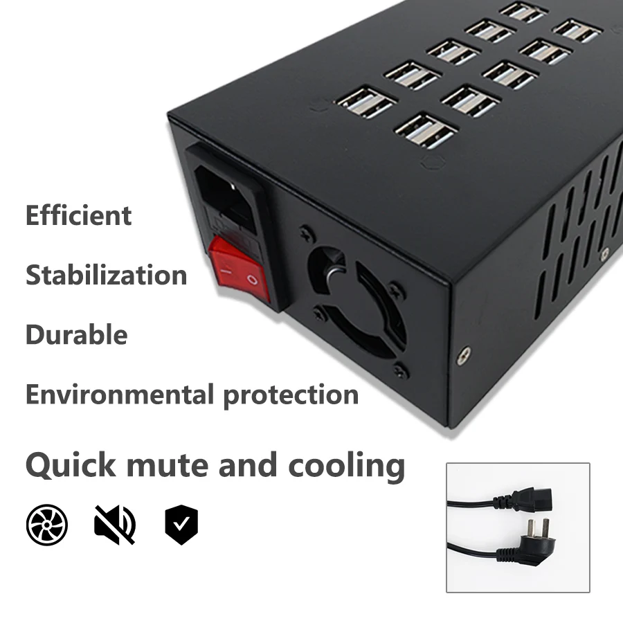 Multi 20 Port 100W Charger USB Power Fast Charge Station 110-220V for Phone Repair Farm Samsung AC iPhone iPad LG