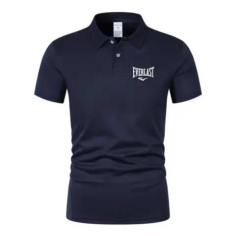 Men's Quick Dry Polo Shirt with Everlast Logo, Slim Fit Short Sleeve, Breathable Casual Sports & Gym T-Shirt Top