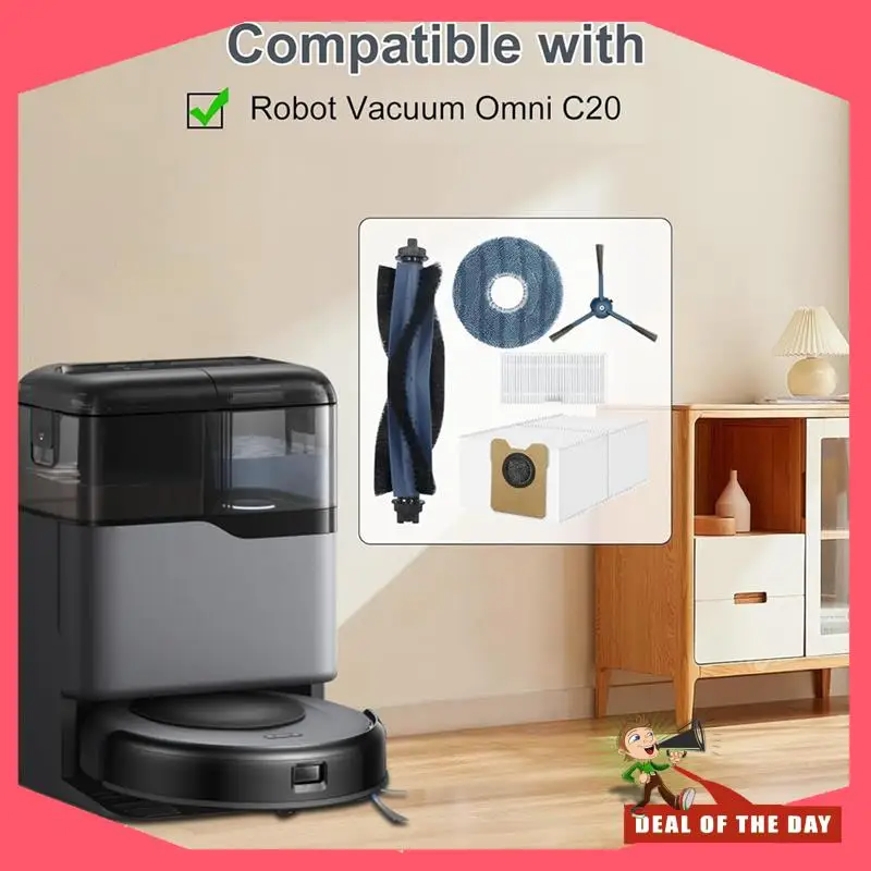 Accesorio de entrega en 24 horas, filtro Hepa, paño de mopa, bolsas de polvo, Cepillo Lateral, cepillo principal de repuesto para Robot aspirador Eufy Omni C20