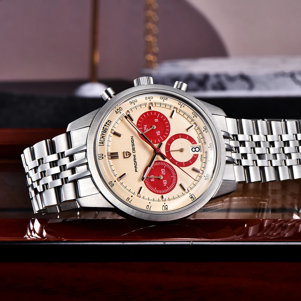 PAGANI DESIGN New VK63 Quartz Watch 41mm Men Wristwatch Chronograph Stainless Steel Waterproof Clock Top Brand Gift Watches Mens view 3