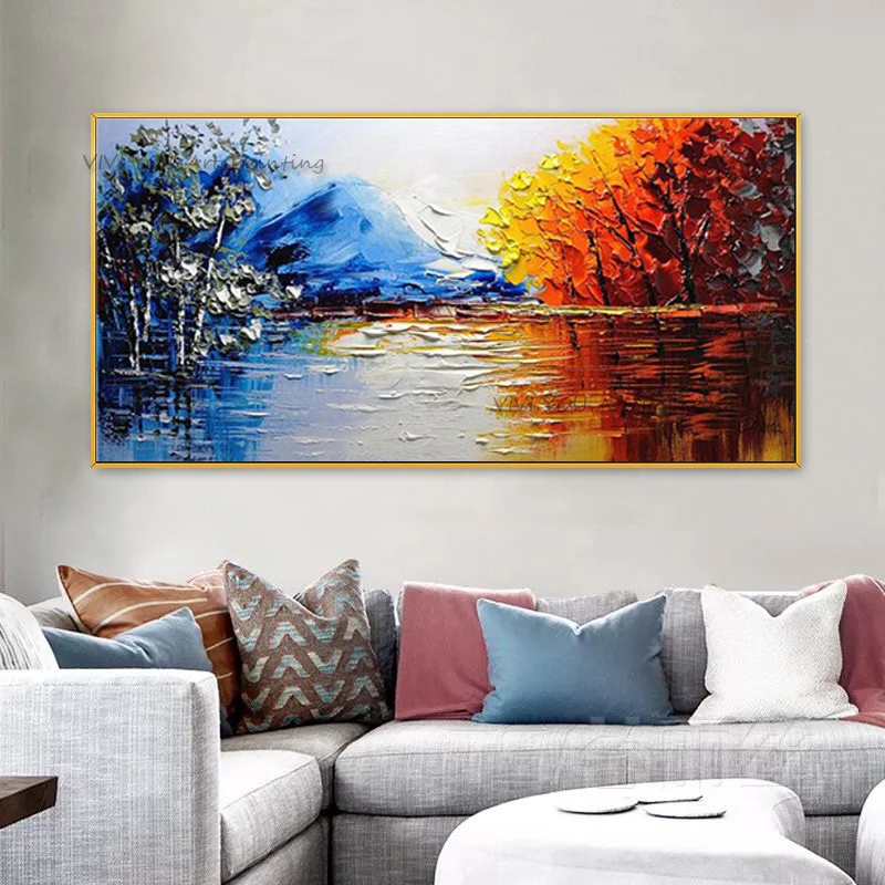 Handpainted Abstract Colorful Oil Painting On Canvas Large Wall Art Textured Home Art Handmade Painting For Living room Decor